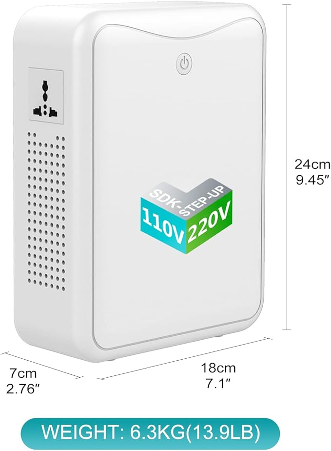 Step Up Transformer 110v to 220v Voltage Converter 2000w, No Noise, Suit for Juicer, Chocolate Machine and Other Appliances ，Using 220V Asia Euro Appliance in US