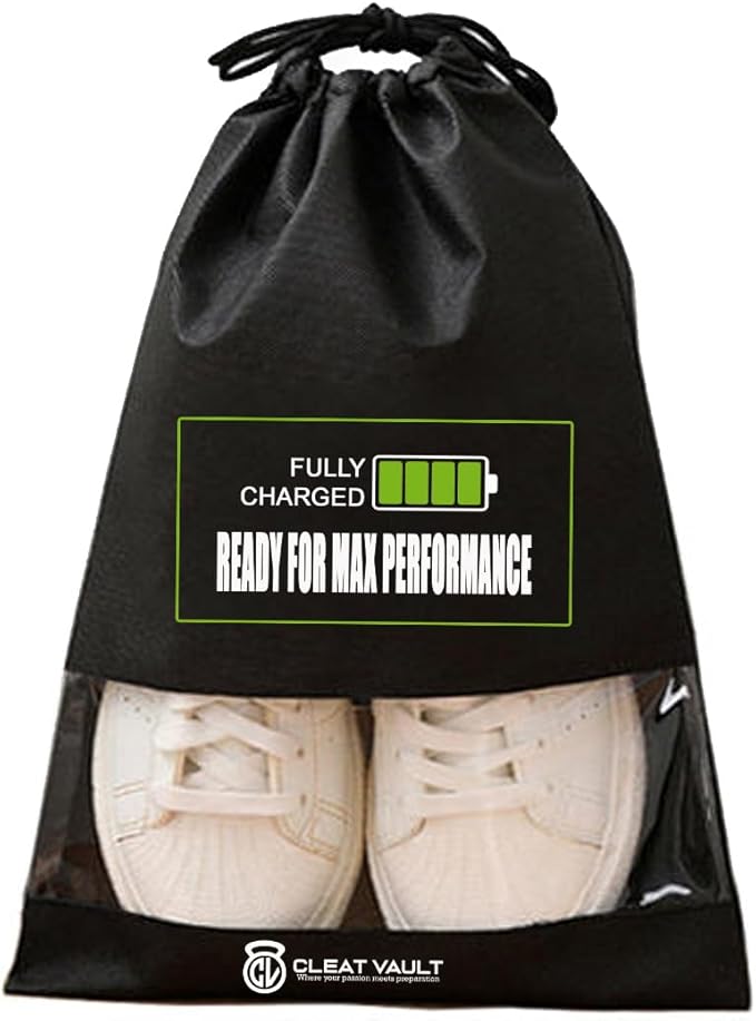 Generic Cleat Vault Fully Charged | High-Performance Sports Travel Shoe Storage Bag w/Motivation, Black