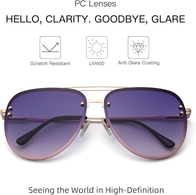 Trendy Oversized Aviator Sunglasses for Women 2025, Cute Retro Aviator Sun Glasses UV Protection Big Shades VF2203