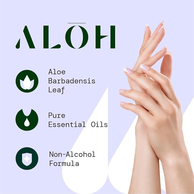 ALŌH Skin- Softening Sanitizing Hand Wipes – Lavender Rosewood + Aloe -1 box of 20ct Individually Wrapped Wipes