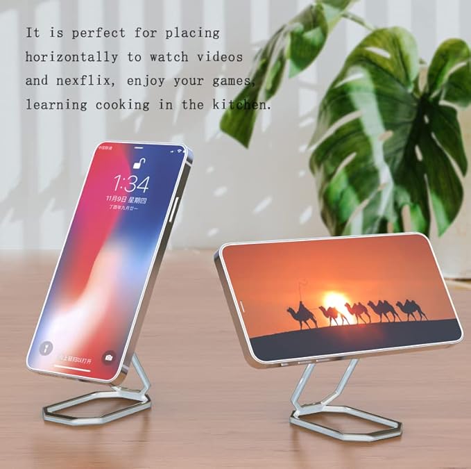 Phone Ring Holder Metal Kickstand 360° Foldable Swivel Cell Phone Finger Grip Stand Phone Back Grip for Magnetic Car Mount Compatible with iPhone iPad Smartphones Tablet