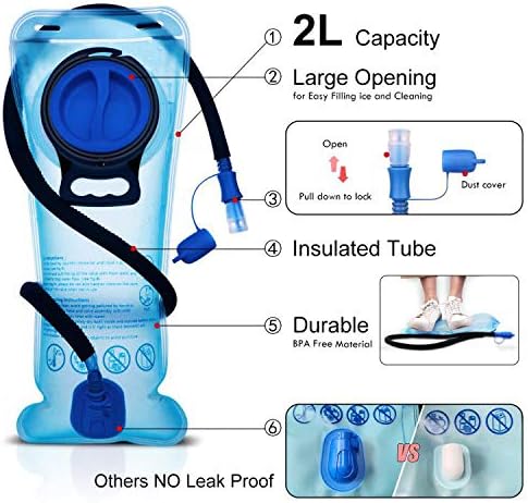 Hydration Pack, Insulated Hydration Backpack with 2L BPA Free Water Bladder and Storage, Hiking Backpack for Men, Women, Kids for Running, Cycling, Camping - Keep Liquid Cool up to 5 Hours