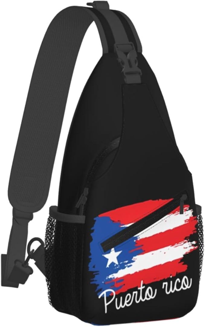 QFXUYNG Puerto Rico Flag Adult Sling Bag Unisex Chest Bags Crossbody Backpack Casual Daypacks Shoulder Bag for Women Men Cycling Hiking Travel