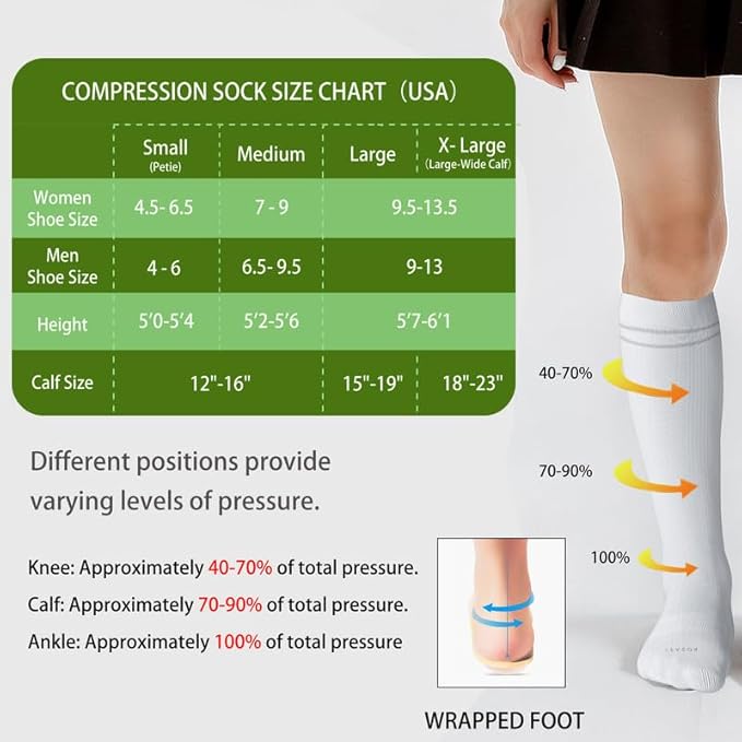 LEVSOX Viscose Made from Bamboo Compression Socks for Pregnant Women 20-30 mmHg Knee High Cute Mens Supports Socks for Travel