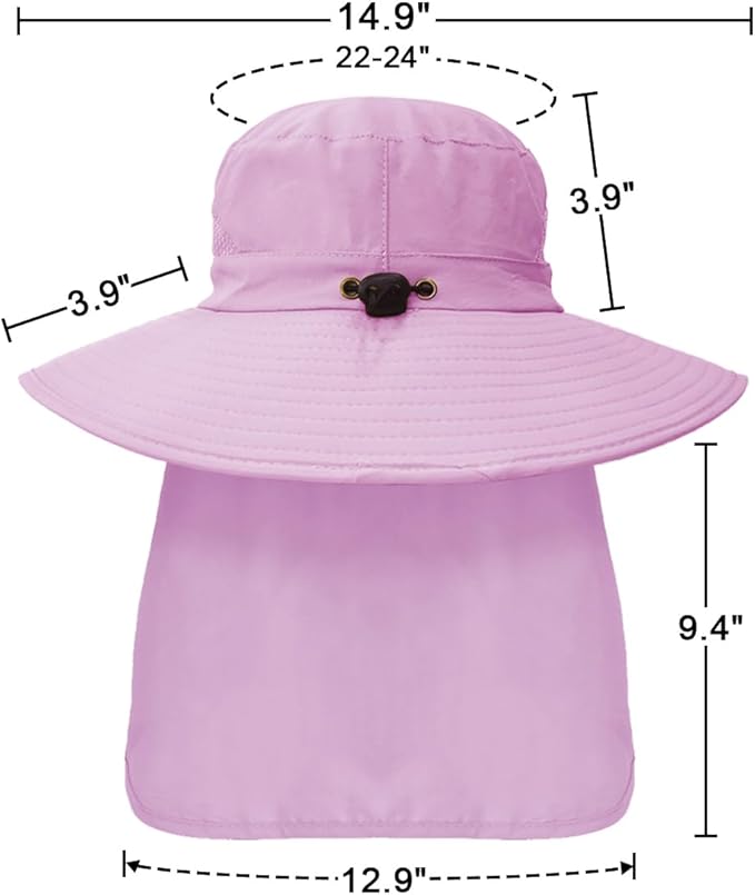 Outdoor Sun Hats with Stowable Neck Flap for Men Women UPF 50+ Mesh Summer Bucket Hat Wide Brim for Fishing Safari Hiking