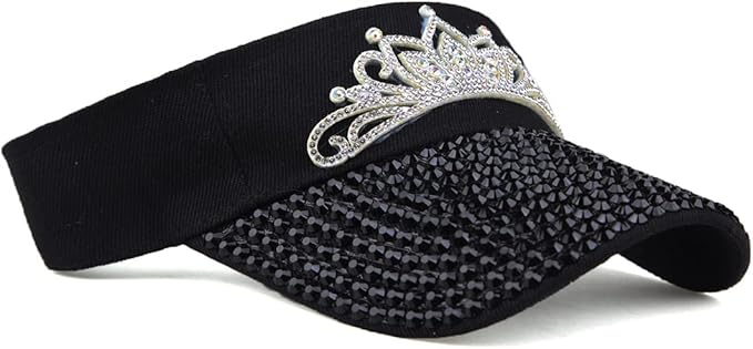 Sparkle Glitter Summer Rhinestone UPF 50+ Bling Ladies Sun Visor for Women Outdoor Sports Fashion Golf Hat