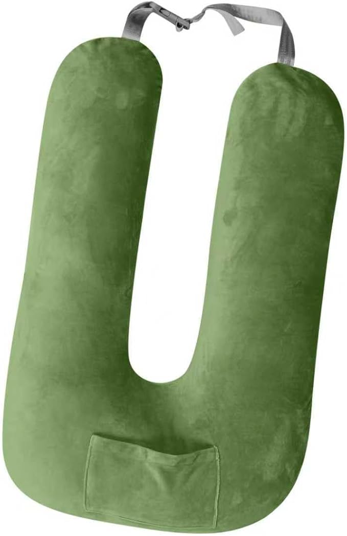 Travel Pillow, Car Pillow for Kids and Adults-Neck & Body Support，car Sleeping Pillow，Road Trip Essentials，Removable and Washable Covers，Skin-Friendly（Green）