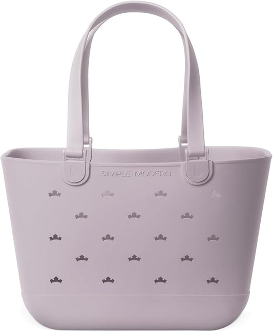 Simple Modern Disney Large Beach Bag | Waterproof Getaway Rubber Tote with Zipper Pocket for Travel, Pool, Boat, Groceries, Sports | Lavender Princess