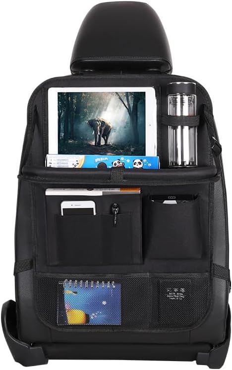 Generic Car Back Seat Organizer, Foldable Rear Seat Storage Bag with Tablet Holder, for 2017-2018 Hyundai Elantra, Black, heiseB＋1