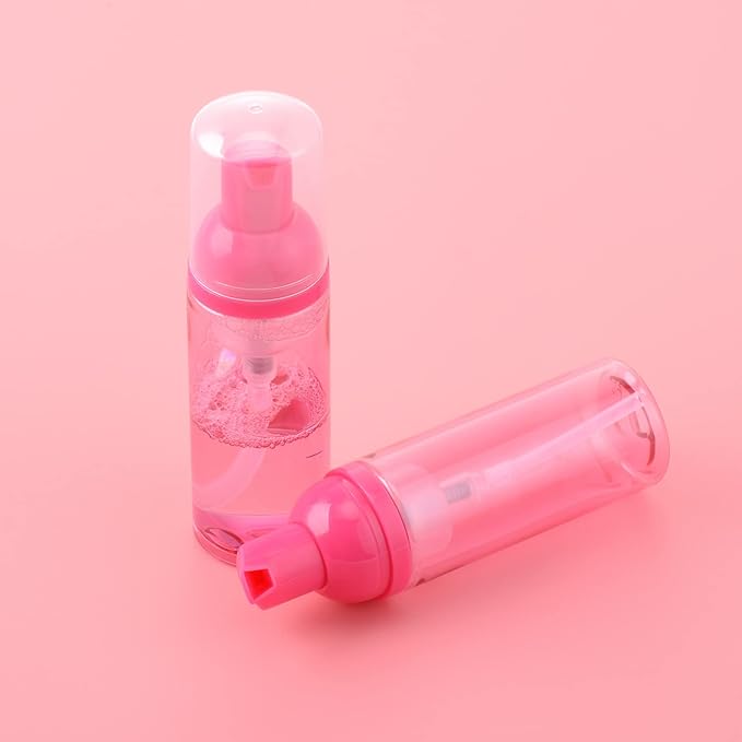 2oz Foam Bottle (3PCS) Empty Foaming Pump Dispenser for Hand Soap, Lash Cleanser, Shampoo to Travel (60ml, Rose Red)