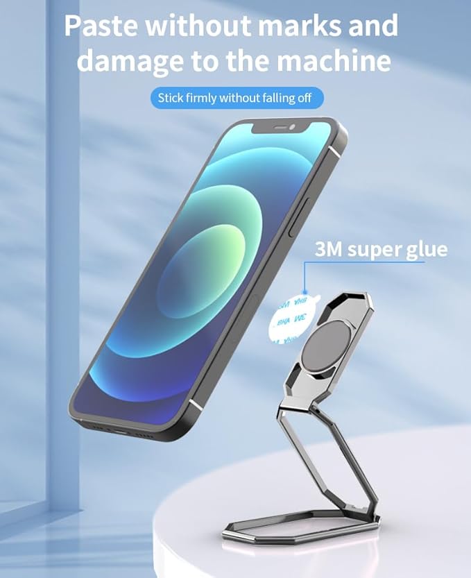 Phone Ring Holder Finger Kickstand Foldable Cellphone Stand 360° Rotation Metal Ring Grip for Magnetic Car Mount Compatible with iPhone Most Smartphone Black