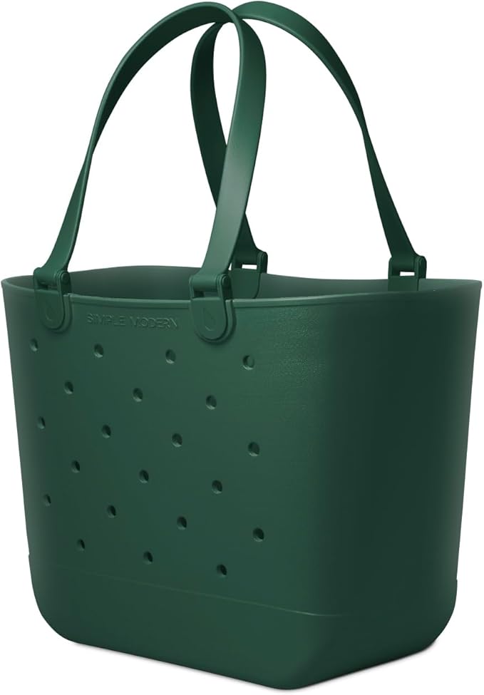 Simple Modern Extra-Large Beach Bag | Waterproof Getaway Rubber Tote with Zipper Pocket for Travel, Pool, Boat, Groceries, Sports | Forest