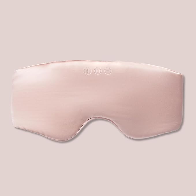 SilkSound 100% Mulberry Silk Bluetooth Sleep Mask, Skin-Friendly Sleeping Eyemask with Bluetooth Sleep Headphones, Silk Eye Mask Headphones with Small Side Speakers, White Noise Head Phones Ear Muffs