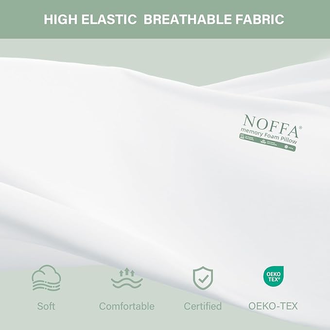 Cooling Memory Foam Pillow 2 Pack, Bed Pillows, Neck Pillow for Sleeping, Memory Foam Pillows for Sleeping Side, Back & Stomach Sleepers, Breathable & Removable Cover, Extra Soft