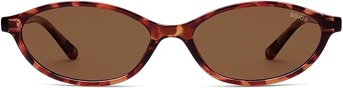 SOJOS TR90 Ultra Light Flexible Sunglasses for Women Retro Oval Polarized Cat Eye Vintage Shades UV400 Protection Comfort Fit