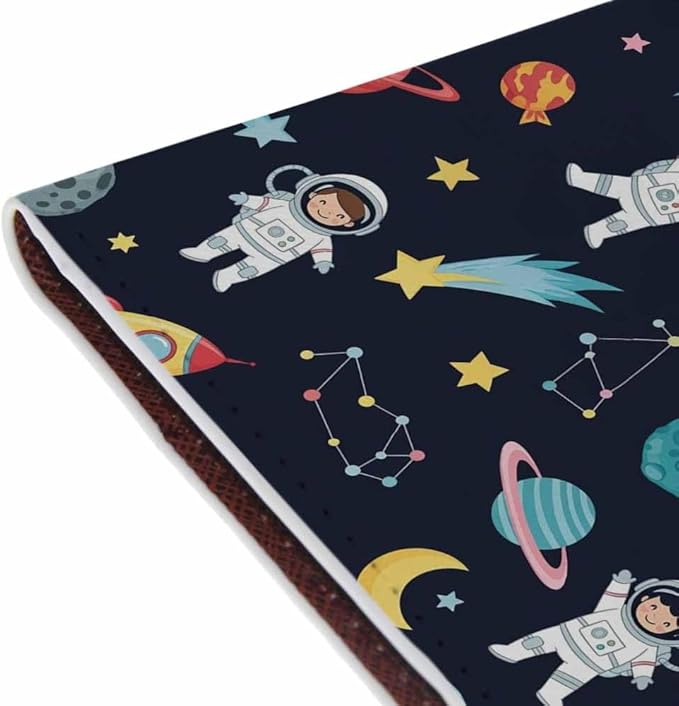 Space Passport Holder for Travel Astronaut Spaceship Rocket Moon Star Planet PU Leather Passport Cover Wallet Cute Passport Card Holder for Women and Men