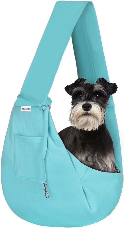 FDJASGY Small Pet Sling Carrier-Hands Free Reversible Pet Papoose Bag Tote Bag with a Pocket Safety Belt Dog Cat for Outdoor Travel Paleturquoise