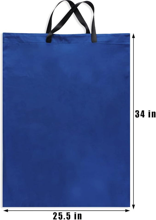 LOLOMLO Extra Large Canvas Laundry Bags with Handles & Drawstring Closure, Heavy Duty Tears Resistant Clothes Storage Travel Bags,25.5"x34",Navy Blue