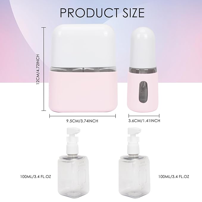 Songaa 2 In 1 Travel Size Bottles - Travel Shampoo and Conditioner Containers for Toiletries, Refillable Toiletry Bottles with Lid - Pink