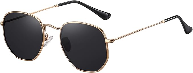 MEETSUN Polarized Hexagon Sunglasses for Women Men Polygon Square Sun Glasses UV400 Protection Metal Frame