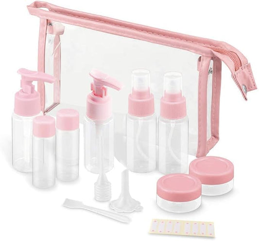 Vitog Travel Bottles Kit, TSA Approved Leak Proof Portable Toiletry Containers Set, Clear PET Flight Size Cosmetic Containers for Lotion, Shampoo, Cream, Soap, Set of 11