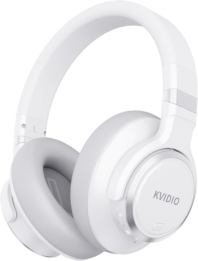 KVIDIO Hybrid Active Noise Cancelling Headphones, Wireless Bluetooth Headphones Over Ear with Mic, 70H Playtime, Transparency Mode, Hi-Fi Stereo Sound, Deep Bass Headsets for Phone PC Travel Home