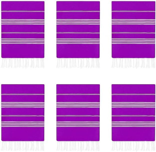 HAVLULAND Turkish Beach Towels Oversized -100% Turkish Cotton Super Soft Lightweight - Absorbent and Quick Drying Bath Towel - Sand Free Beach Towel - Turkish Towels for Adults (Purple, 12 Pack)