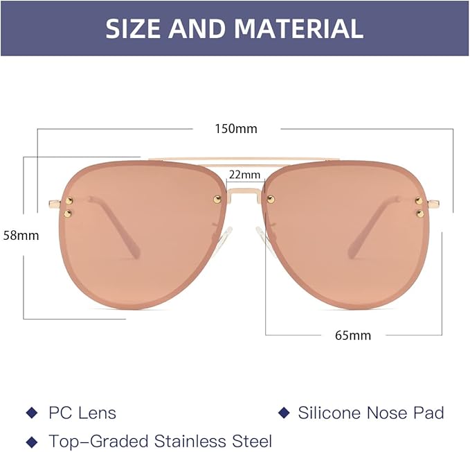 Trendy Oversized Aviator Sunglasses for Women 2025, Cute Retro Aviator Sun Glasses UV Protection Big Shades VF2203