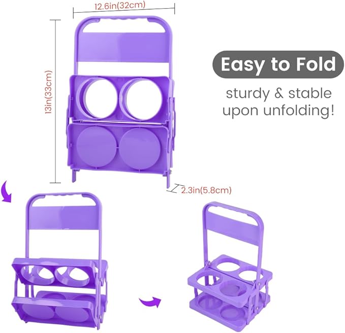 musbus Reusable Drink Carrier with Handle for Delivery Drivers, Portable Cup/Coffee Holder Accessories for Delivery, Foldable Drinks Caddy with Tray, Car Durable Plastic Festive Bottle, Vacation