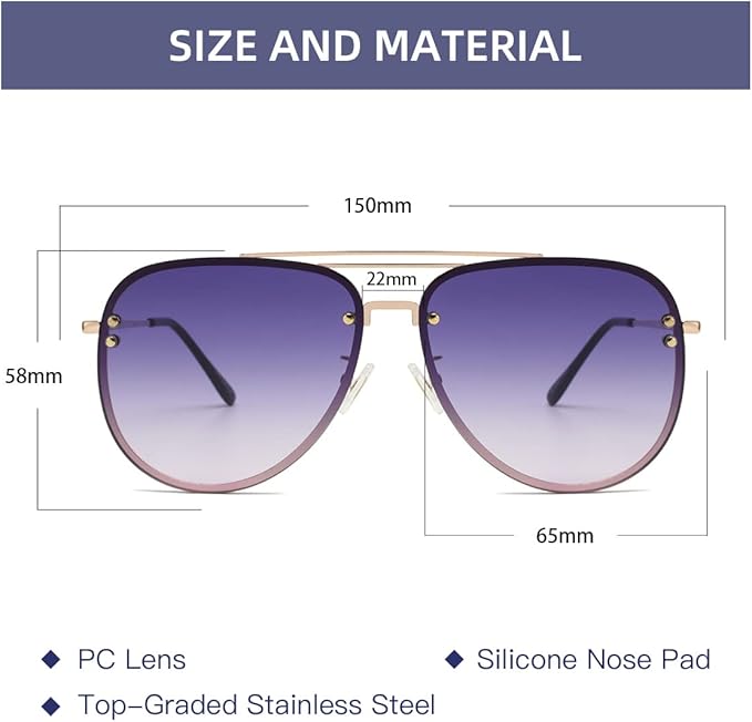 Trendy Oversized Aviator Sunglasses for Women 2025, Cute Retro Aviator Sun Glasses UV Protection Big Shades VF2203