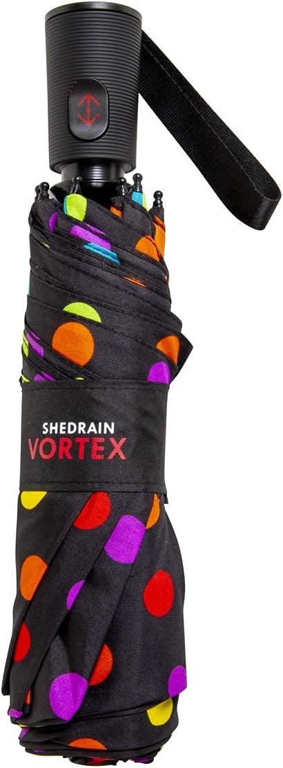 ShedRain Compact Folding Travel Umbrella – Push-Button Open & Close, Vented Double Canopy, Protects from Rain, Sun, & Wind