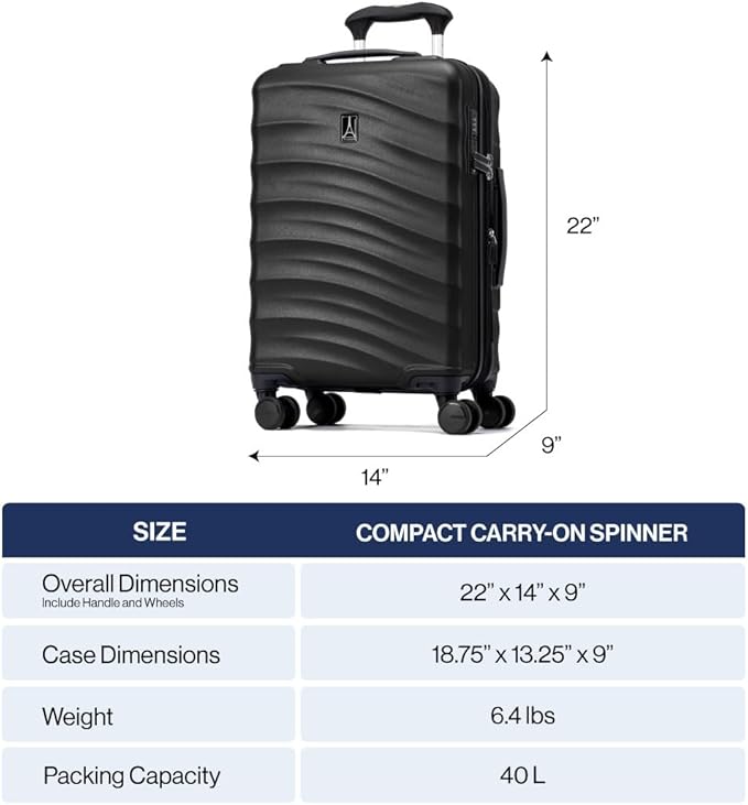 Travelpro Maxlite Air V2 Hardside Expandable Carry on Luggage, 8 Spinner Wheels, Lightweight Hard Shell Suitcase, TSA lock, Teal, Compact Carry On 20-Inch