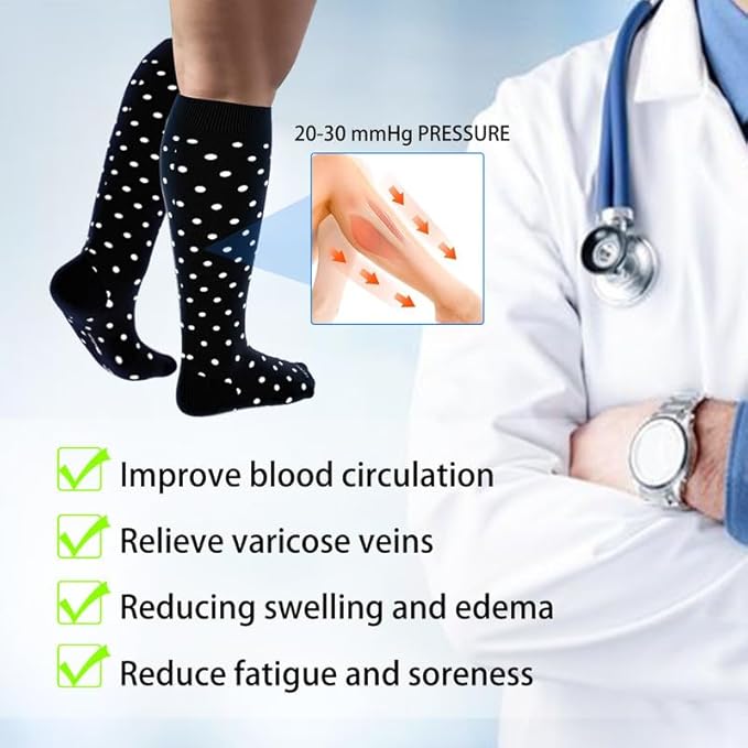 LEVSOX Viscose Made from Bamboo Compression Socks for Pregnant Women 20-30 mmHg Knee High Cute Mens Supports Socks for Travel