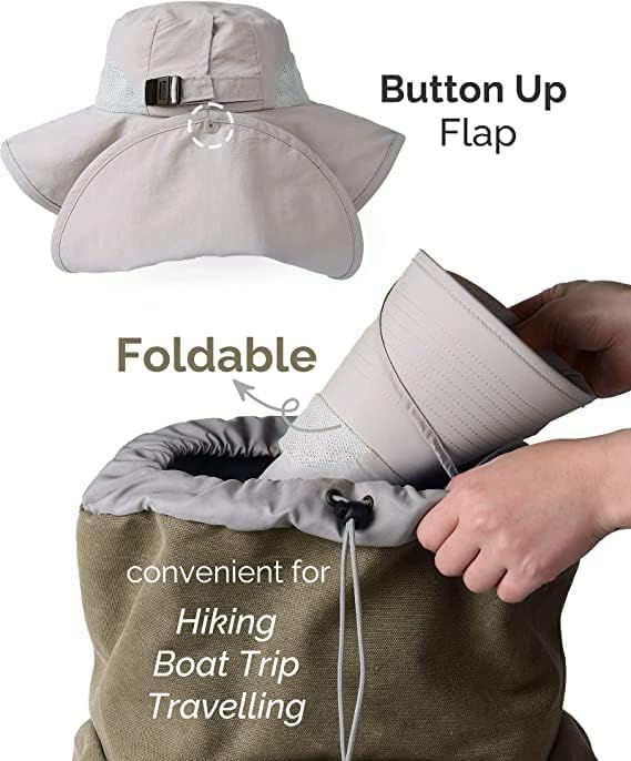 Camptrace Sun Hats for Women Men UPF 50+ UV Protection Wide Brim Hiking Fishing Hat with Neck Flap