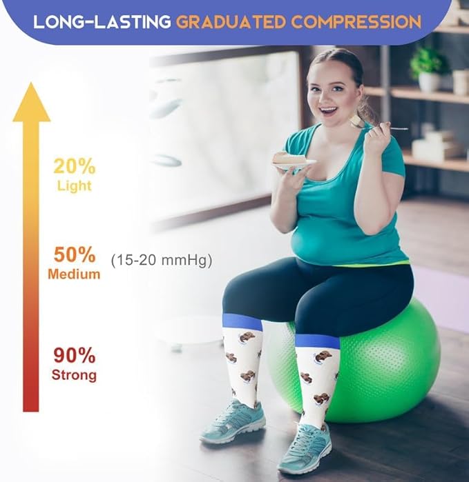 LEVSOX Plus Size Compression Socks for Women Men Wide Calf Extra Large 15-20 mmHg Knee High Sock for Nurses Pregnant Travel