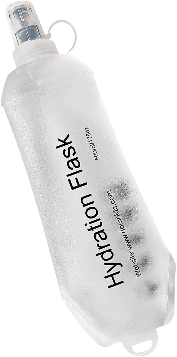 WILDREEDS 500ml Soft Flask, TPU Collapsible Soft Water Bottle for Hydration Pack, Running Vest, Folding Water Bottle for Hiking Cycling Climbing-1Pcs, White