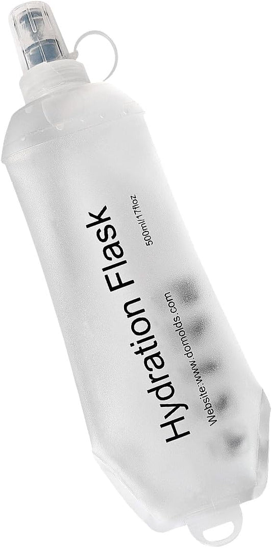 WILDREEDS 500ml Soft Flask, TPU Collapsible Soft Water Bottle for Hydration Pack, Running Vest, Folding Water Bottle for Hiking Cycling Climbing-1Pcs, White