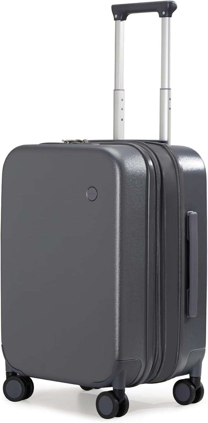 mixi 20 Inch Expandable Carry on Luggage 22x14x9 Airline Approved Suitcases with Spinner Wheels, Hardside Rolling Travel Suitcase PC with TSA Lock & Cover, Rock Gray