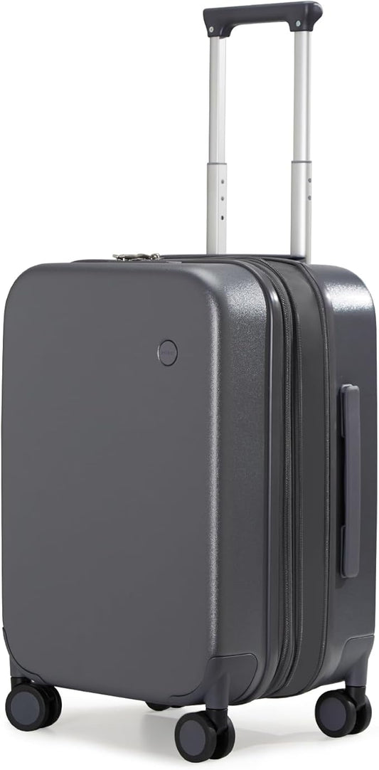 mixi 20 Inch Expandable Carry on Luggage 22x14x9 Airline Approved Suitcases with Spinner Wheels, Hardside Rolling Travel Suitcase PC with TSA Lock & Cover, Rock Gray