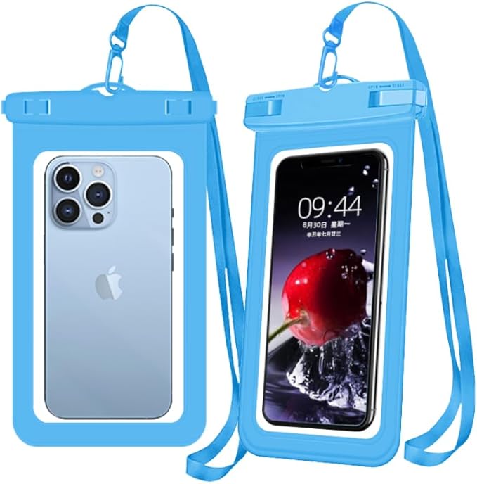 [Up to 6.9" 2 Pack Waterproof Phone Pouch Case,Waterproof Phone Bag for iPhone 17 16 15 14 13 Pro Max Plus Galaxy S25 S24 Ultar Plus+,IPX8 Cellphone Dry Bag Beach Travel Essentials-Blue