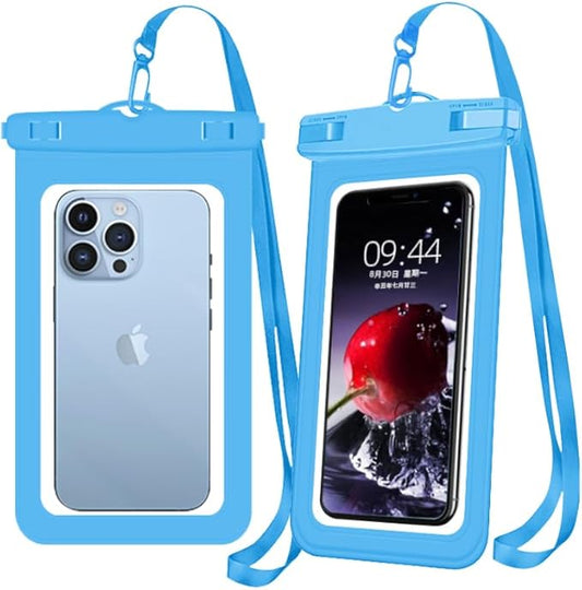 [Up to 6.9" 2 Pack Waterproof Phone Pouch Case,Waterproof Phone Bag for iPhone 17 16 15 14 13 Pro Max Plus Galaxy S25 S24 Ultar Plus+,IPX8 Cellphone Dry Bag Beach Travel Essentials-Blue