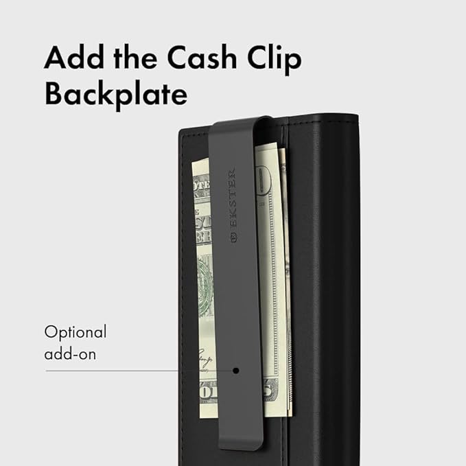 Ekster Men's Wallet PRO | RFID Blocking Parliament Leather Minimalist Wallet | Holds 14 Cards & Cash | Slim Cardholder for Men w/Push Button Designed for Quick Card Access | Black