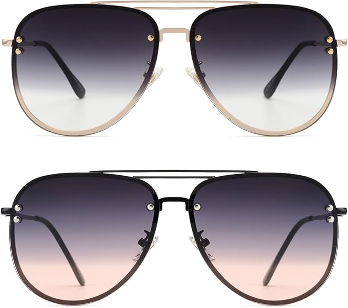 Trendy Oversized Aviator Sunglasses for Women 2025, Cute Retro Aviator Sun Glasses UV Protection Big Shades VF2203