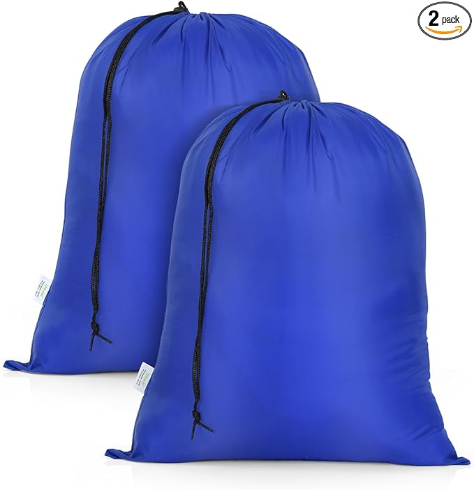 OTraki 2 Pack Small Laundry Bag 16x20 Inch Drawstring Laundry Wash Bag Dirty Clothes Laundry Sacks Organizer Machine Washable Delicate Bag for Travel Camp Blue