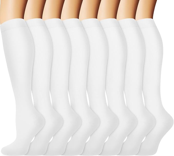 Graduated Copper Compression Socks for Men & Women Circulation 8 Pairs 15-20mmHg - Best for Running Athletic Cycling