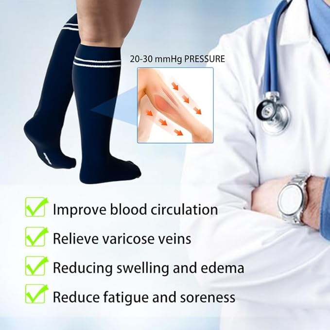 LEVSOX Viscose Made from Bamboo Compression Socks for Pregnant Women 20-30 mmHg Knee High Cute Mens Supports Socks for Travel