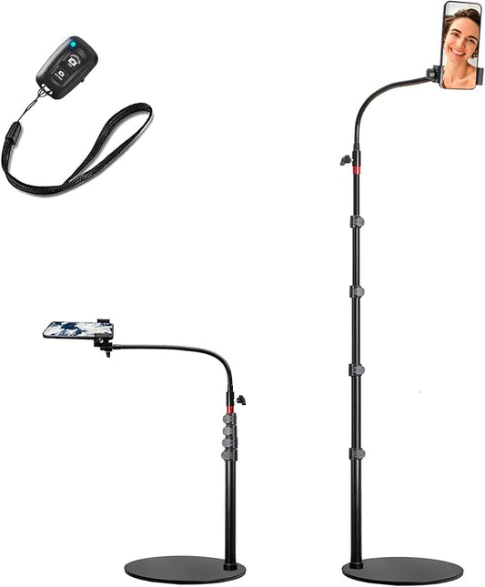 Swivel Cell Phone Mount - Height Adjustable Stand with Heavy Stable Base - Compatible with iPhone 16, 16 Pro Max, 15, 14, 13, 12