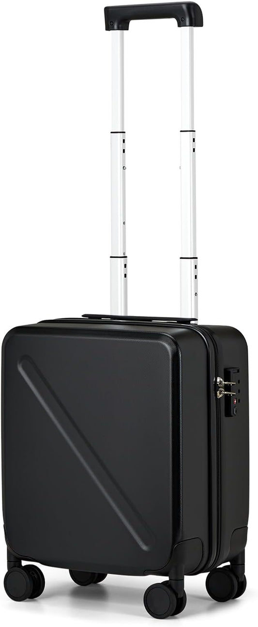 MILADA 16 Inch Underseat Carry On Luggage With Wheels Small Suitcase Underseat Carry On Bag Hard Case Luggage With TSA Approved Luggage Mini Travel Luggage Personal Item, Black