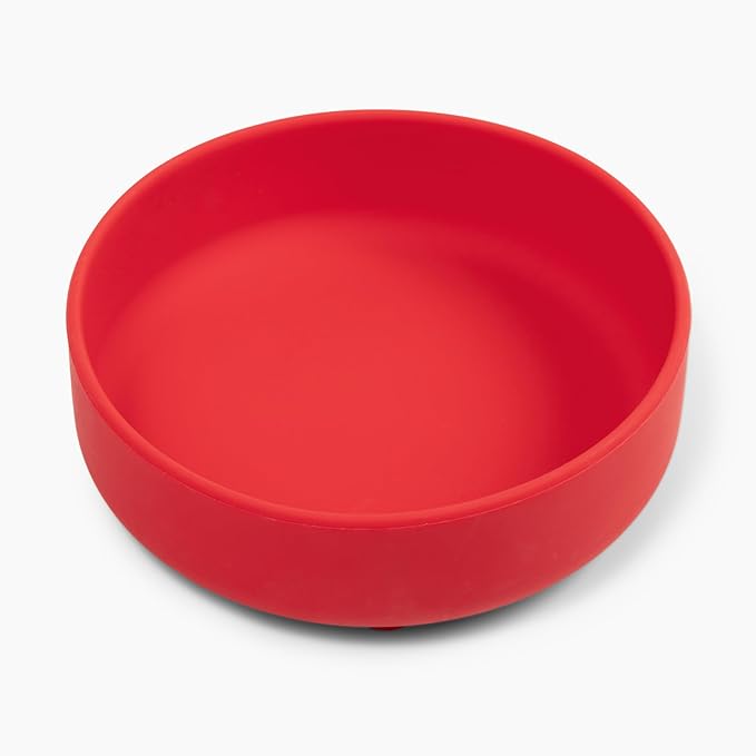 Should We Go? Dog Water Bowl - The Perfect Dish No-Spill Less Mess Non-Tippable Water & Food Bowl, Pure Silicone with Suction Cup Fits 5 Cups 7.5" Across x 2.25" Tall Ideal for All Pets, Medium-Cherry