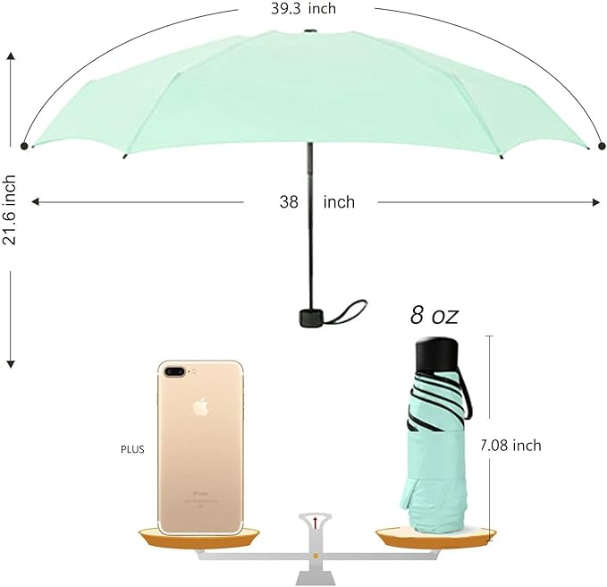Small Travel Umbrella Compact for UV Protection Light Purse Size Umbrellas for Sun Rain Portable for Backpack